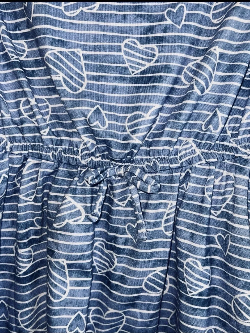 SO Brand Girls Short Sleeve Blue Striped Heart Casual Summer Dress Size L 12
